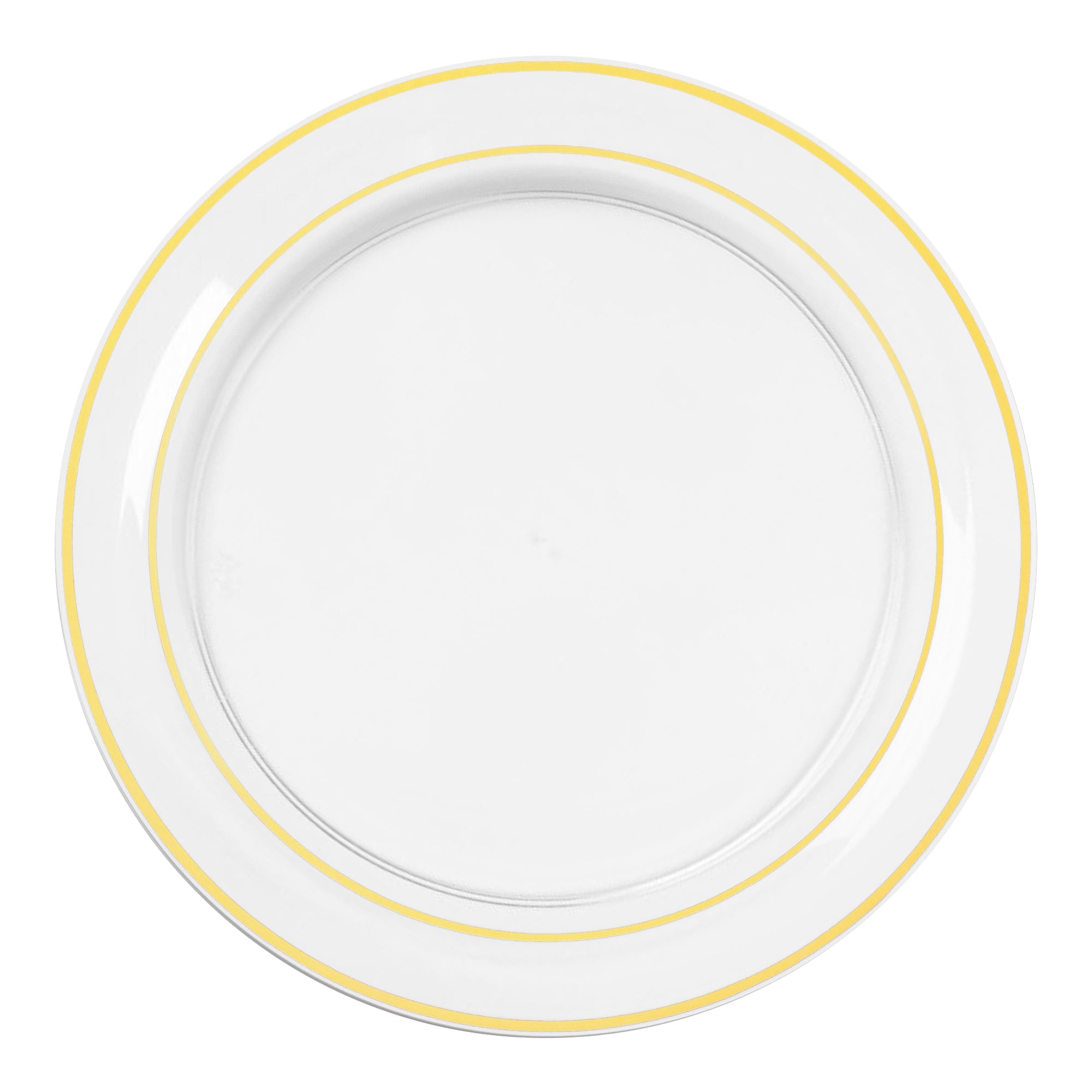 Clear with Gold Edge Rim Plastic Dinner Plates (10.25")