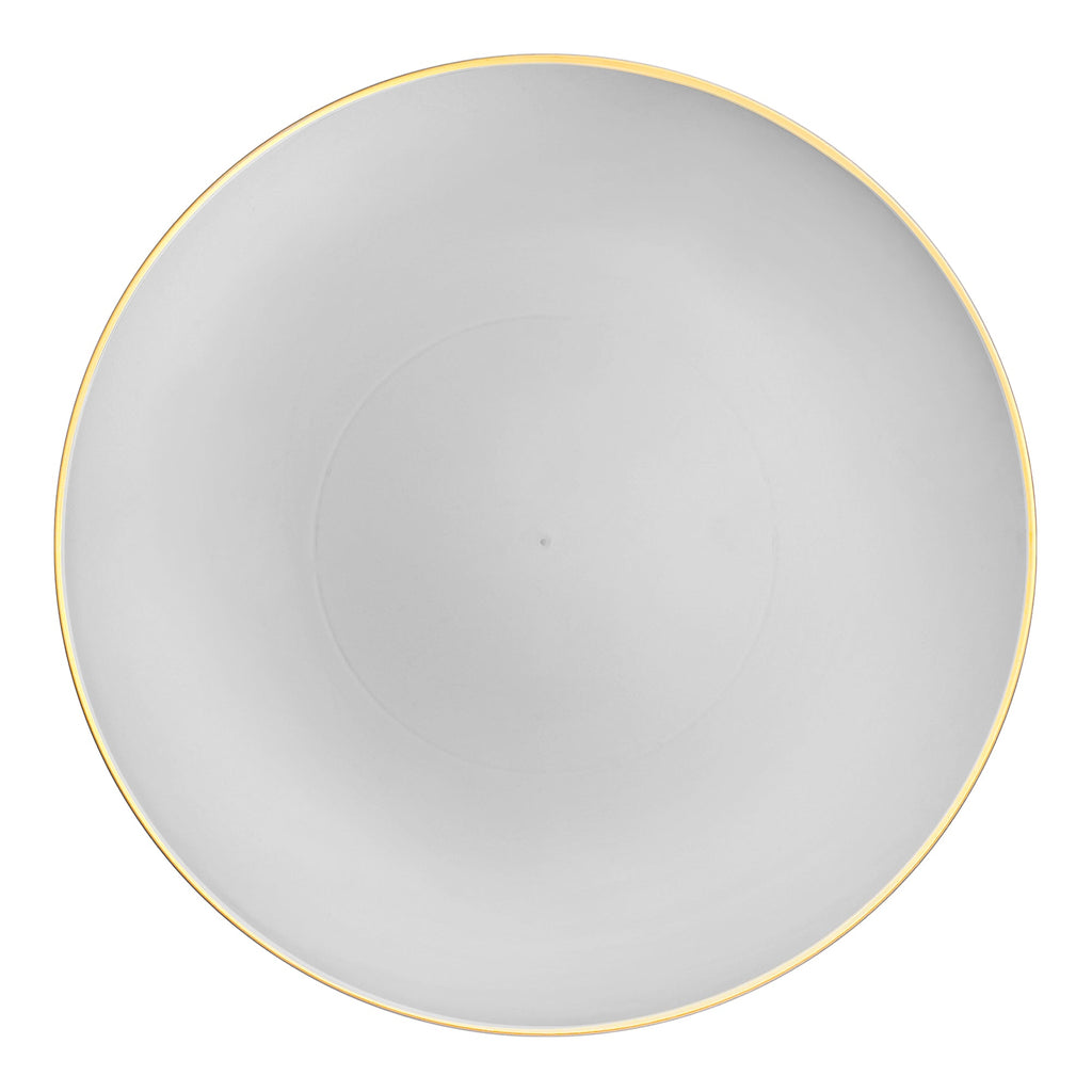 Gray with Gold Rim Organic Round Disposable Plastic Appetizer/Salad Plates (7.5")