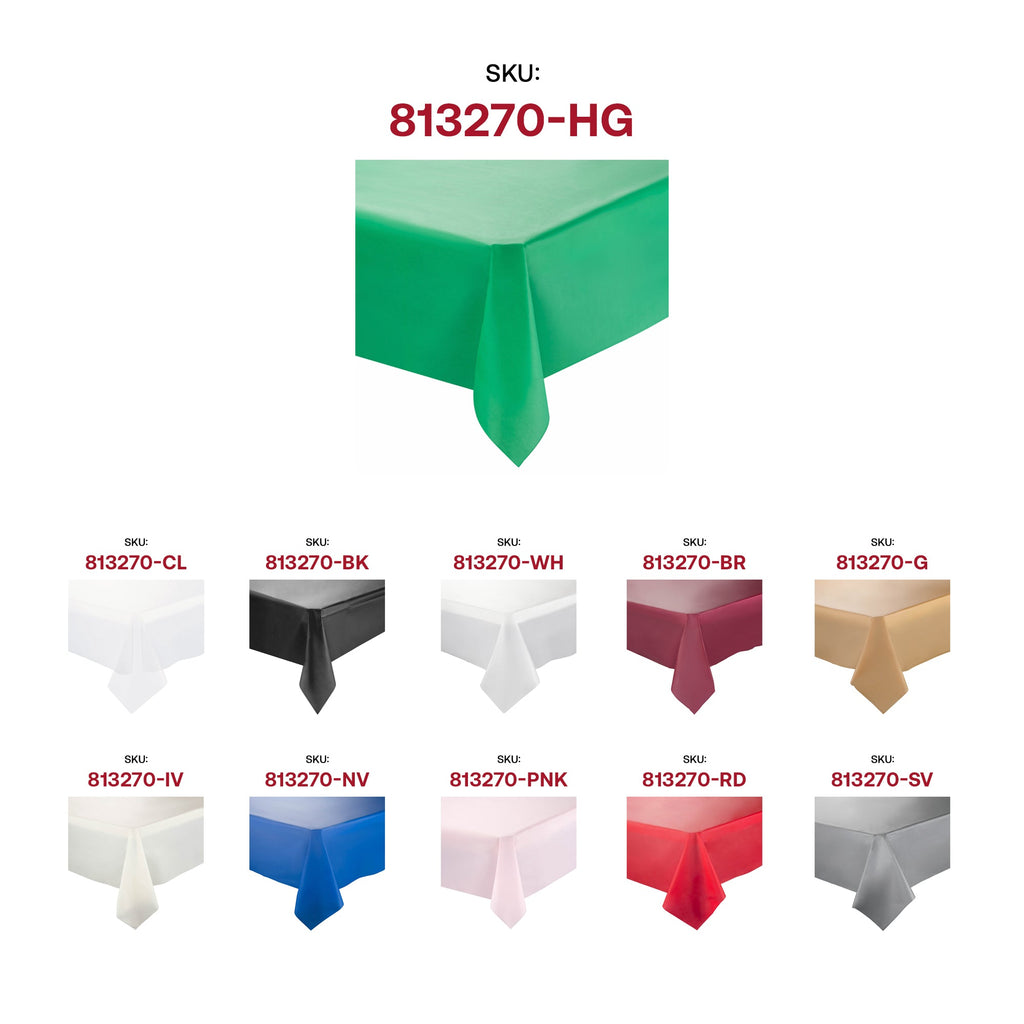Hunter Green Rectangular Disposable Plastic Tablecloths (54" x 108")