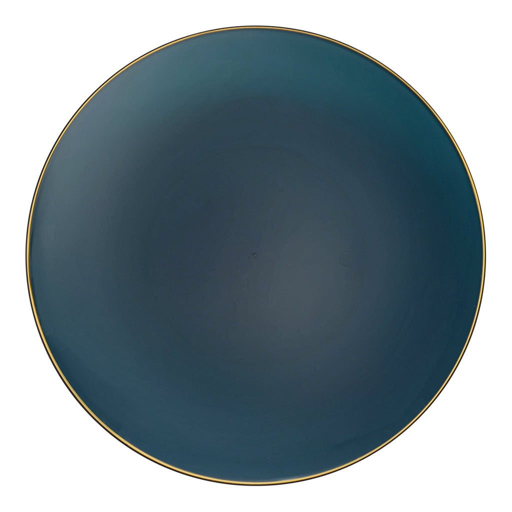 Navy with Gold Rim Organic Round Disposable Plastic Appetizer/Salad Plates (7.5")
