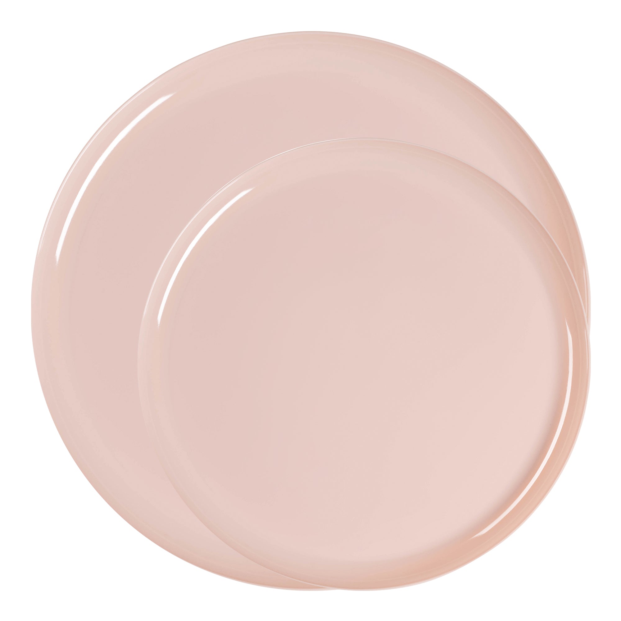 Pink Flat Round Disposable Plastic Dinnerware Value Set
