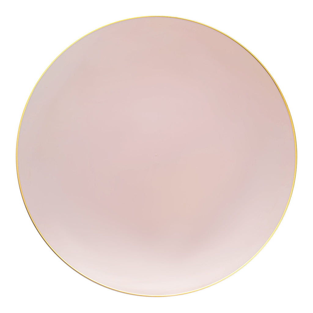 Pink with Gold Rim Organic Round Disposable Plastic Appetizer/Salad Plates (7.5")