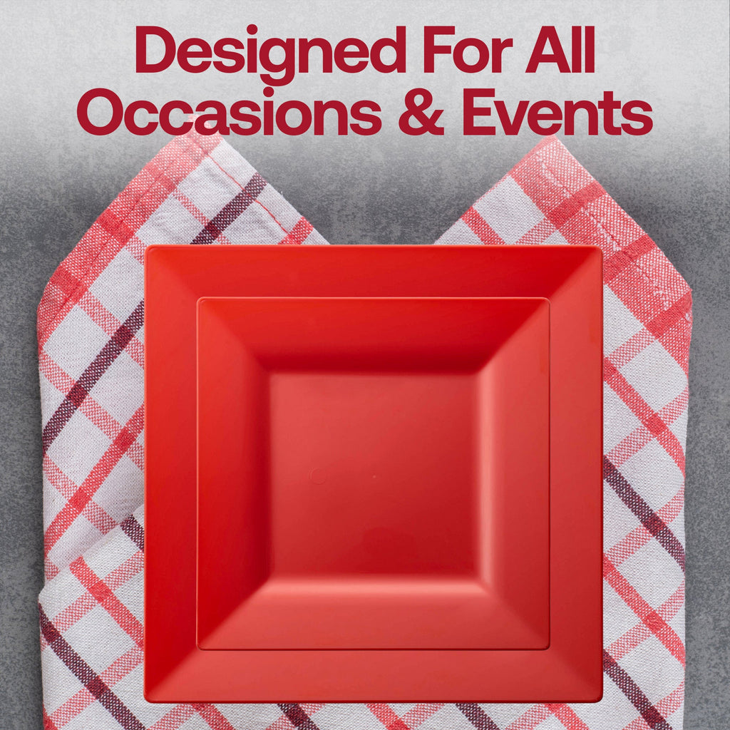Red Square Plastic Salad Plates (6.5")