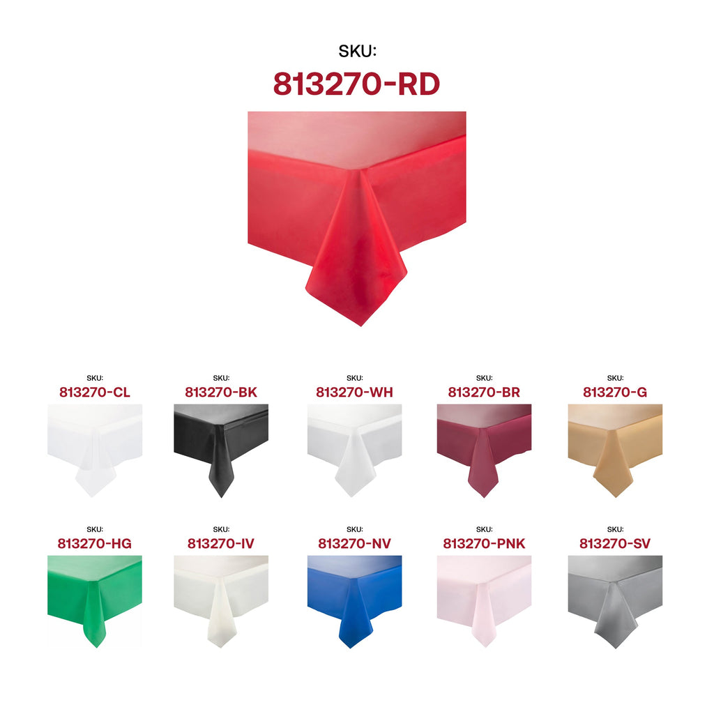 Red Rectangular Disposable Plastic Tablecloths (54" x 108")