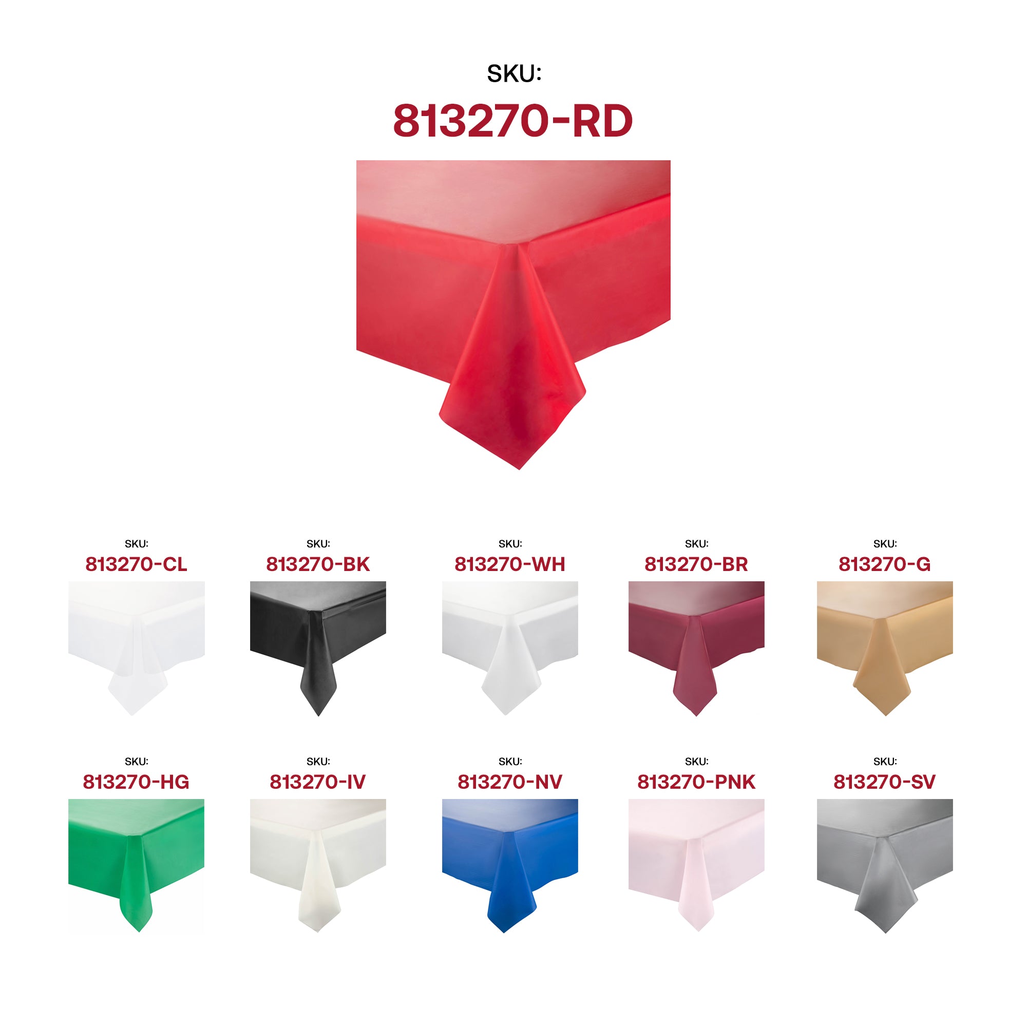 Red Rectangular Disposable Plastic Tablecloths (54" x 108")