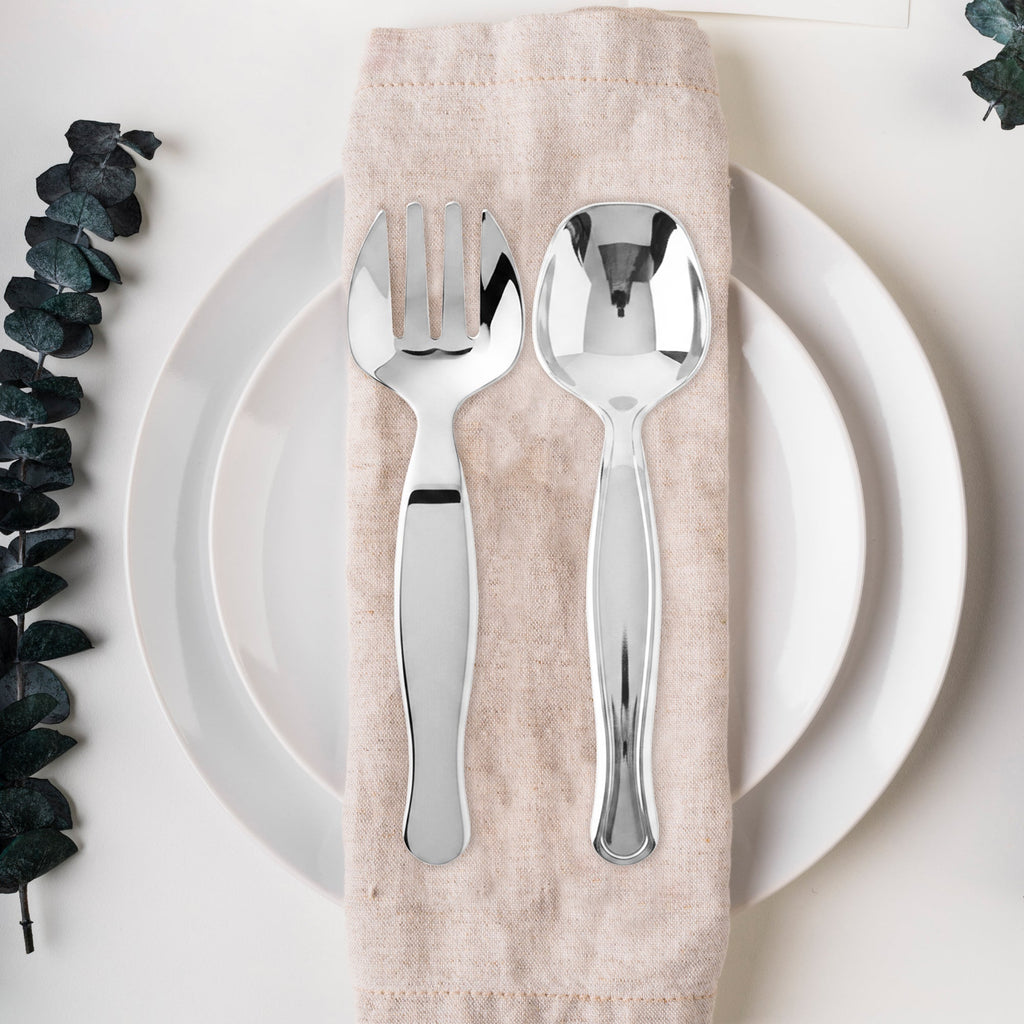 Silver Disposable Plastic Serving Flatware Set