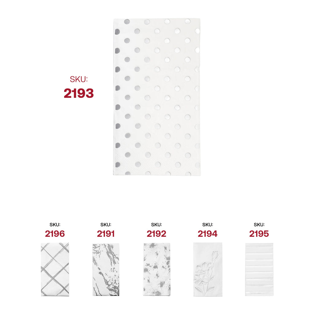 White with Silver Dots Paper Dinner Napkins
