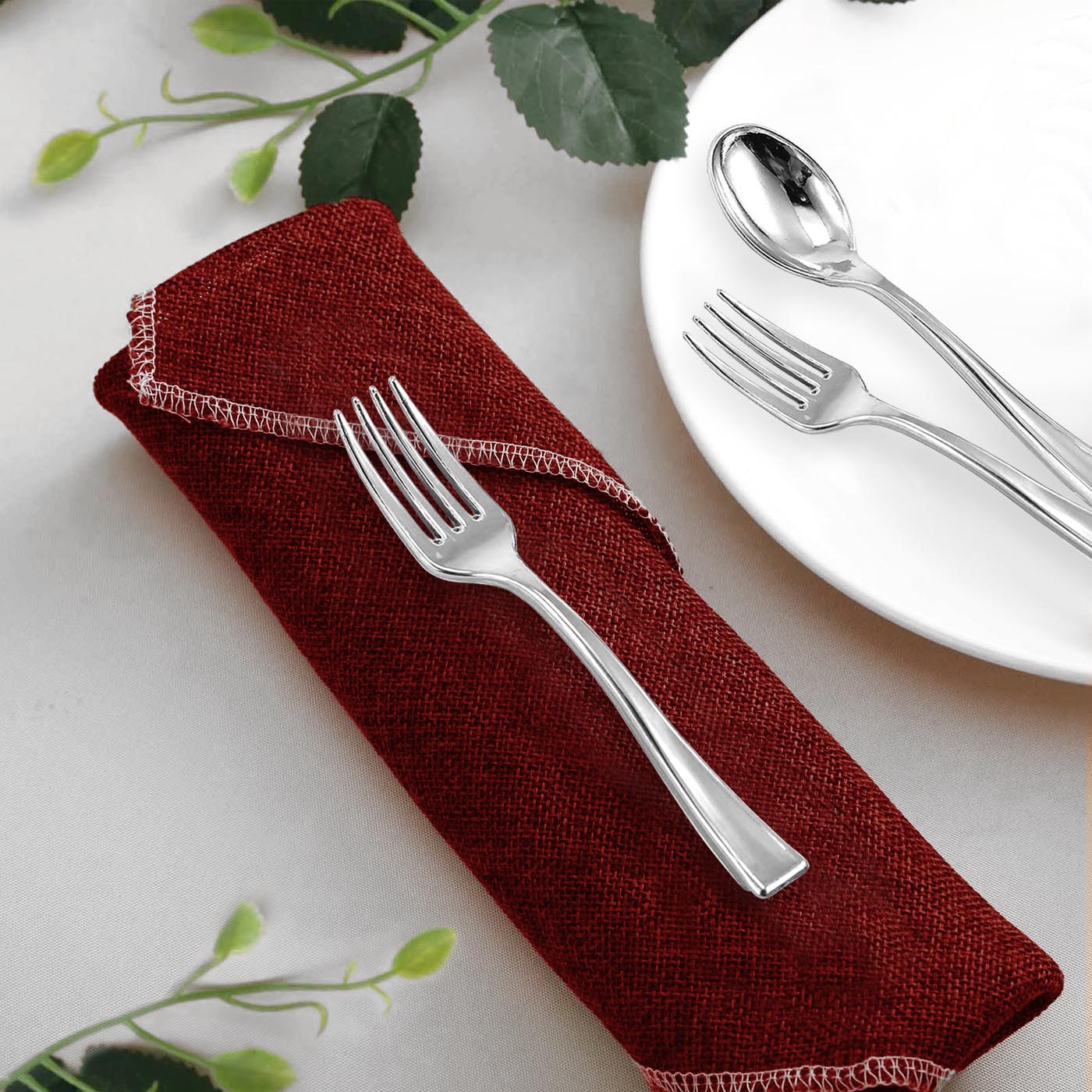Shiny Metallic Silver Mini Plastic Disposable Tasting Forks