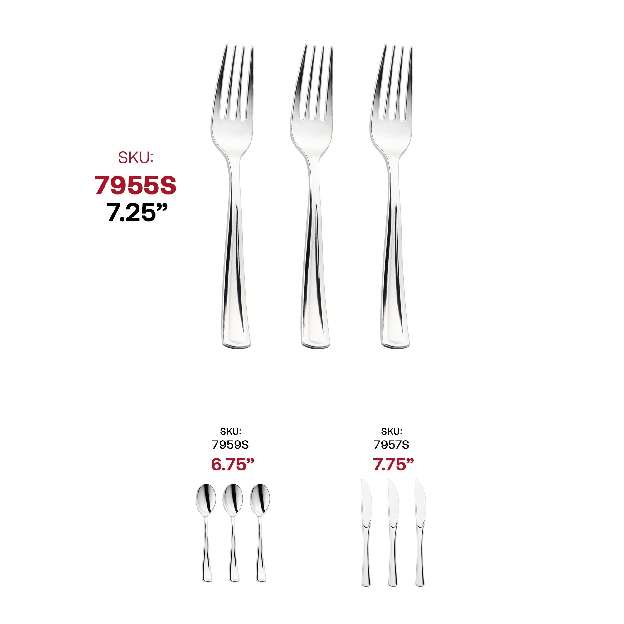 Shiny Metallic Silver Plastic Forks