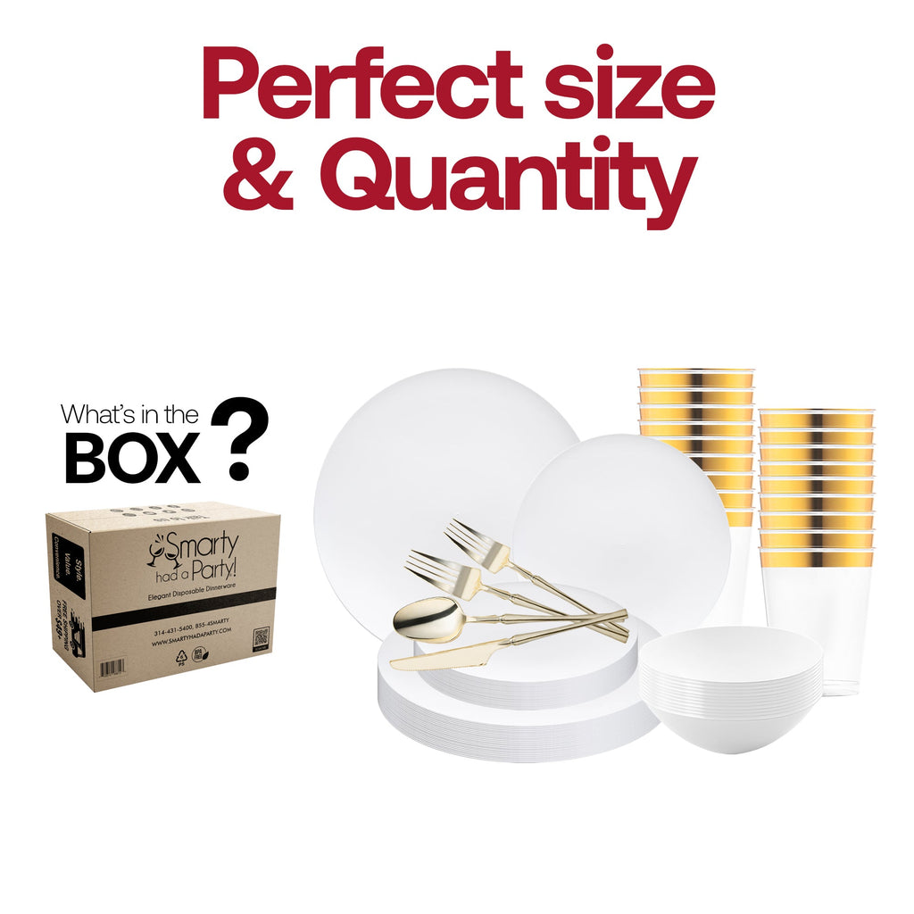 White Organic Disposable Plastic Tableware Set
