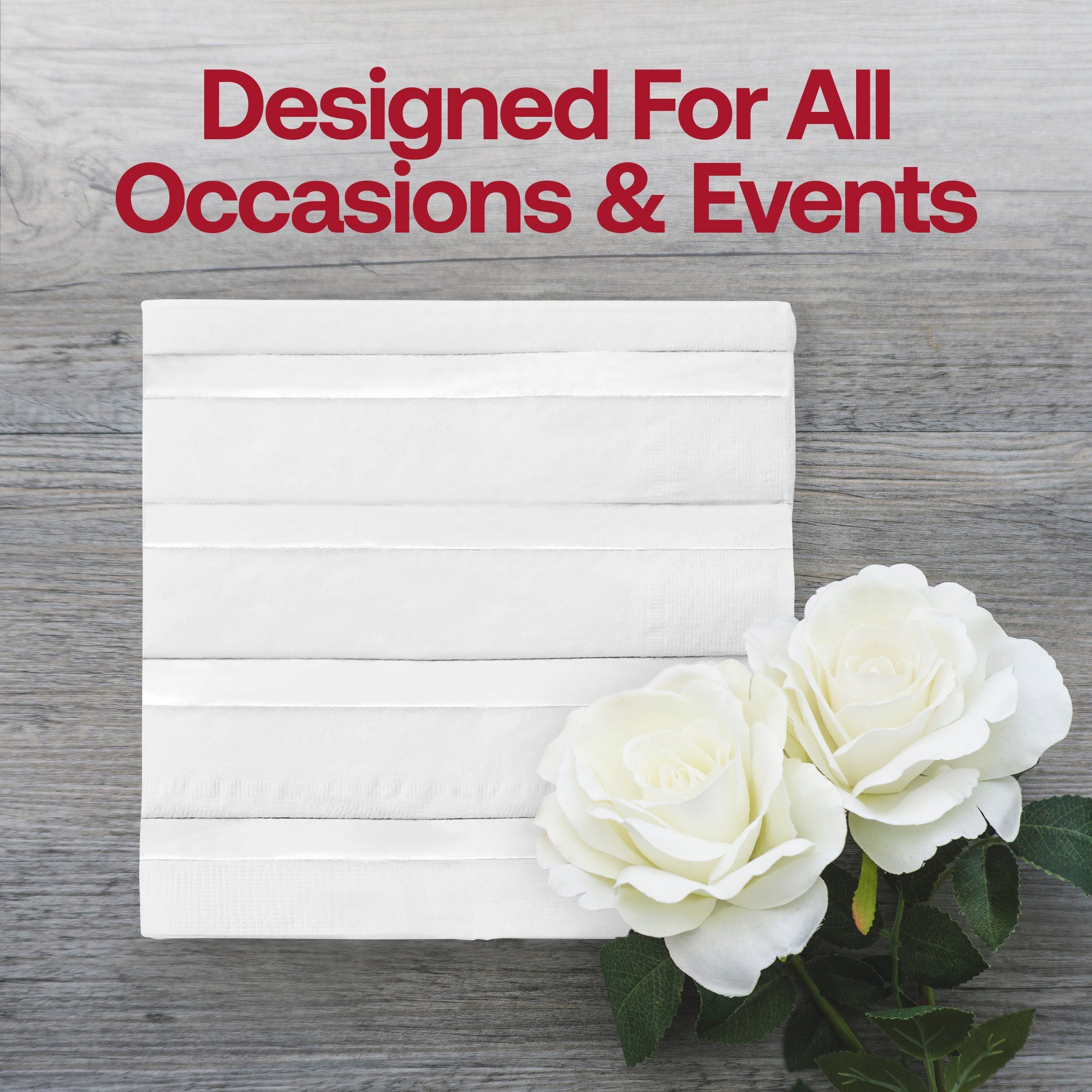 White with Silver Stripes Paper Beverage/Cocktail Napkins