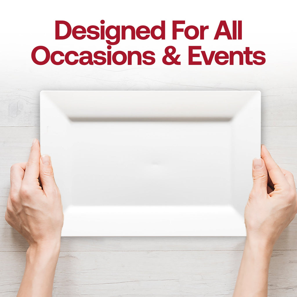 White Rectangular Plastic Dessert Plates (5.5" x 8.5")