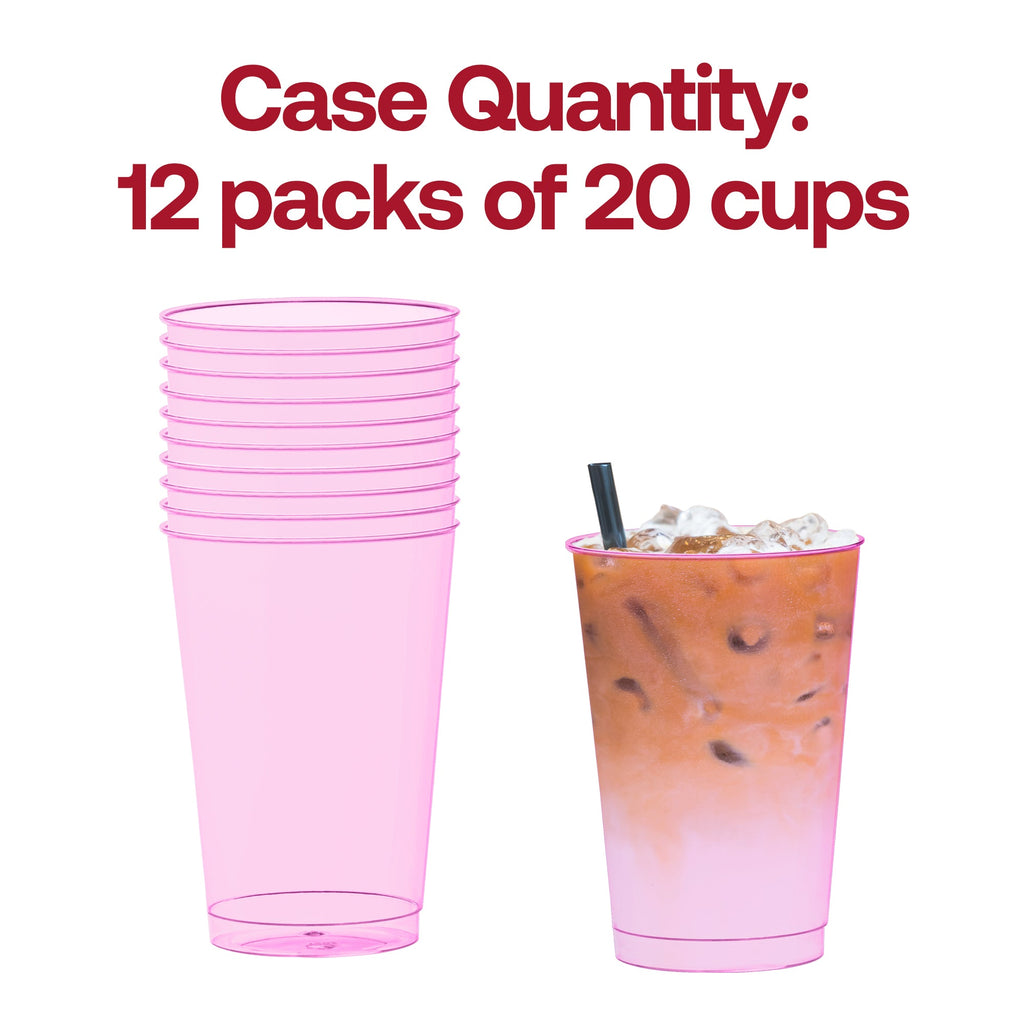 Clear Pink Disposable Plastic Party Cups (12 oz. )
