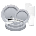 Matte Steel Gray Round Disposable Plastic Wedding Value Set