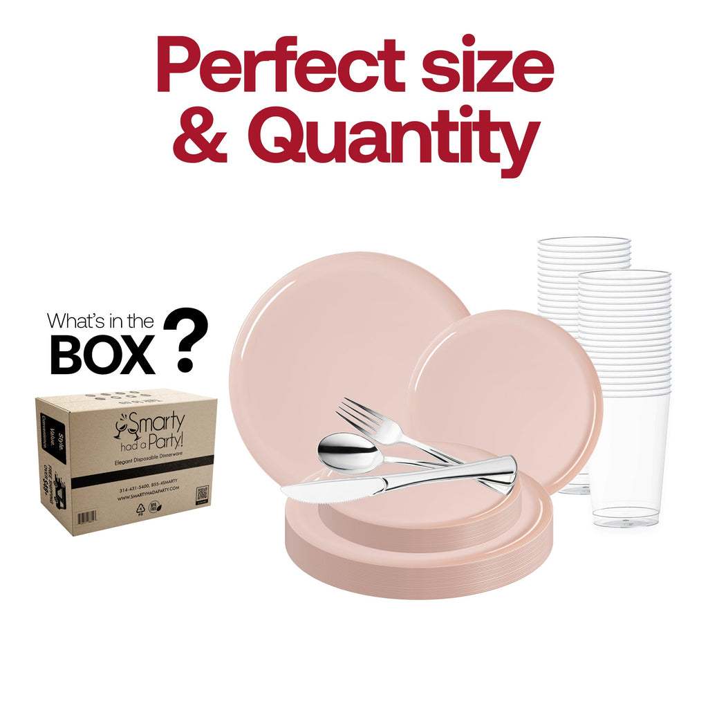 Pink Flat Round Disposable Plastic Wedding Value Set