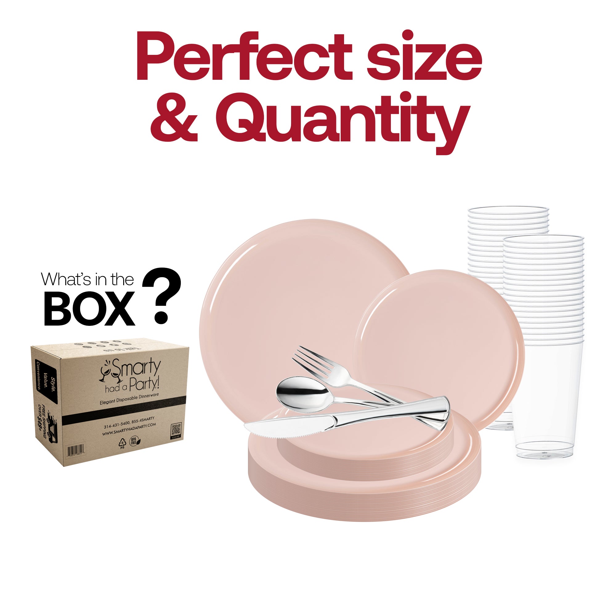 Pink Flat Round Disposable Plastic Wedding Value Set