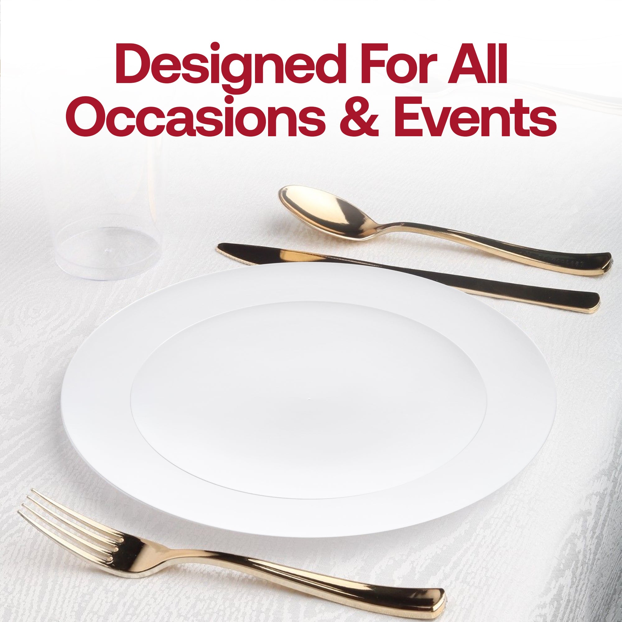 Solid White Organic Round Disposable Plastic Wedding Value Set