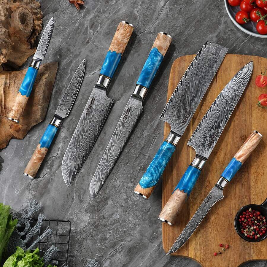 Executive Japanese Damascus Steel Knife Set