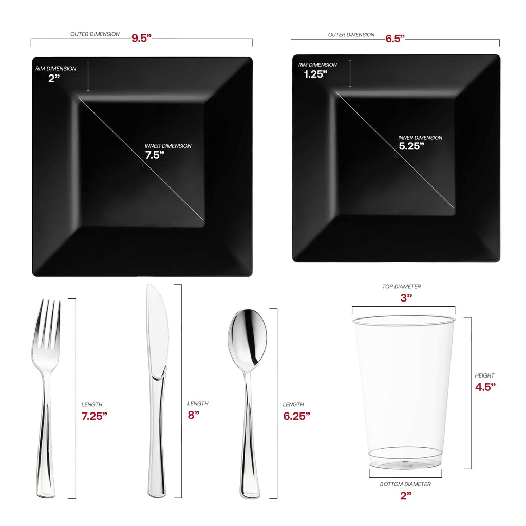 Black Square Plastic Wedding Value Set