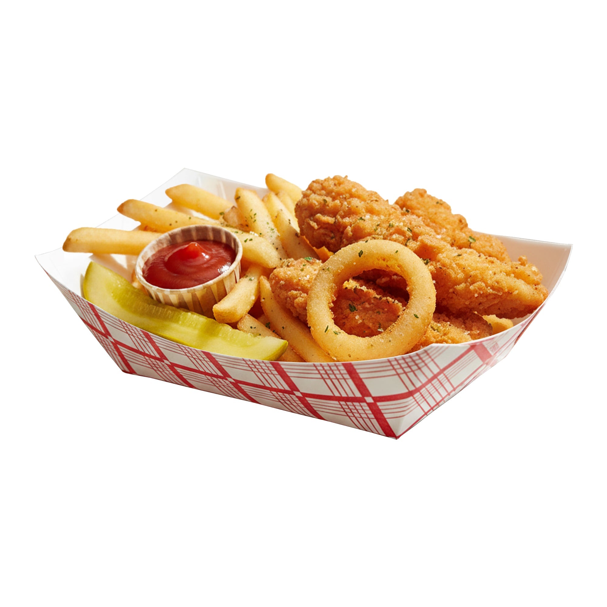 2 lb Red Plaid Paper Food Trays