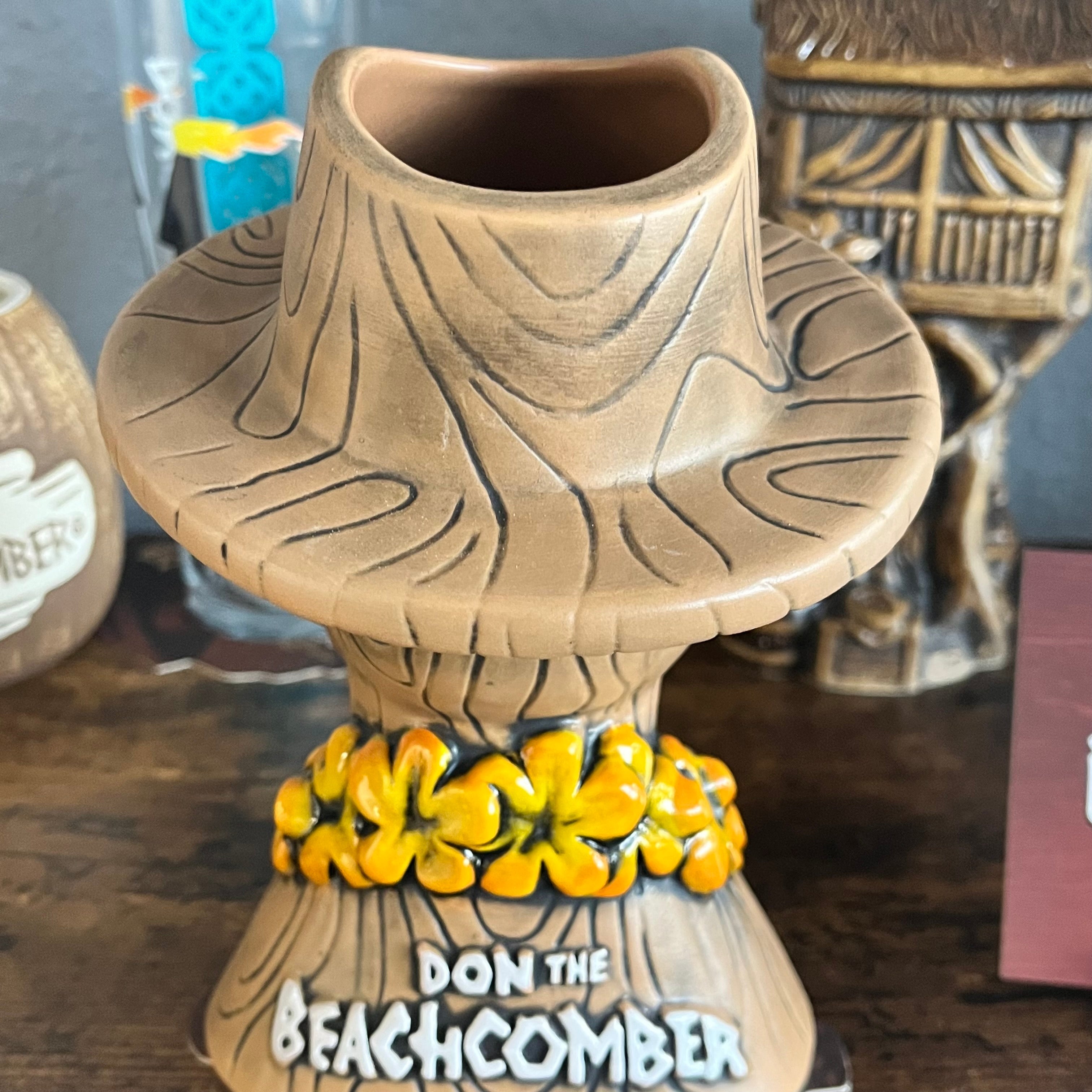 Don The Beachcomber Caricature Tiki Mug - Wooden Donn