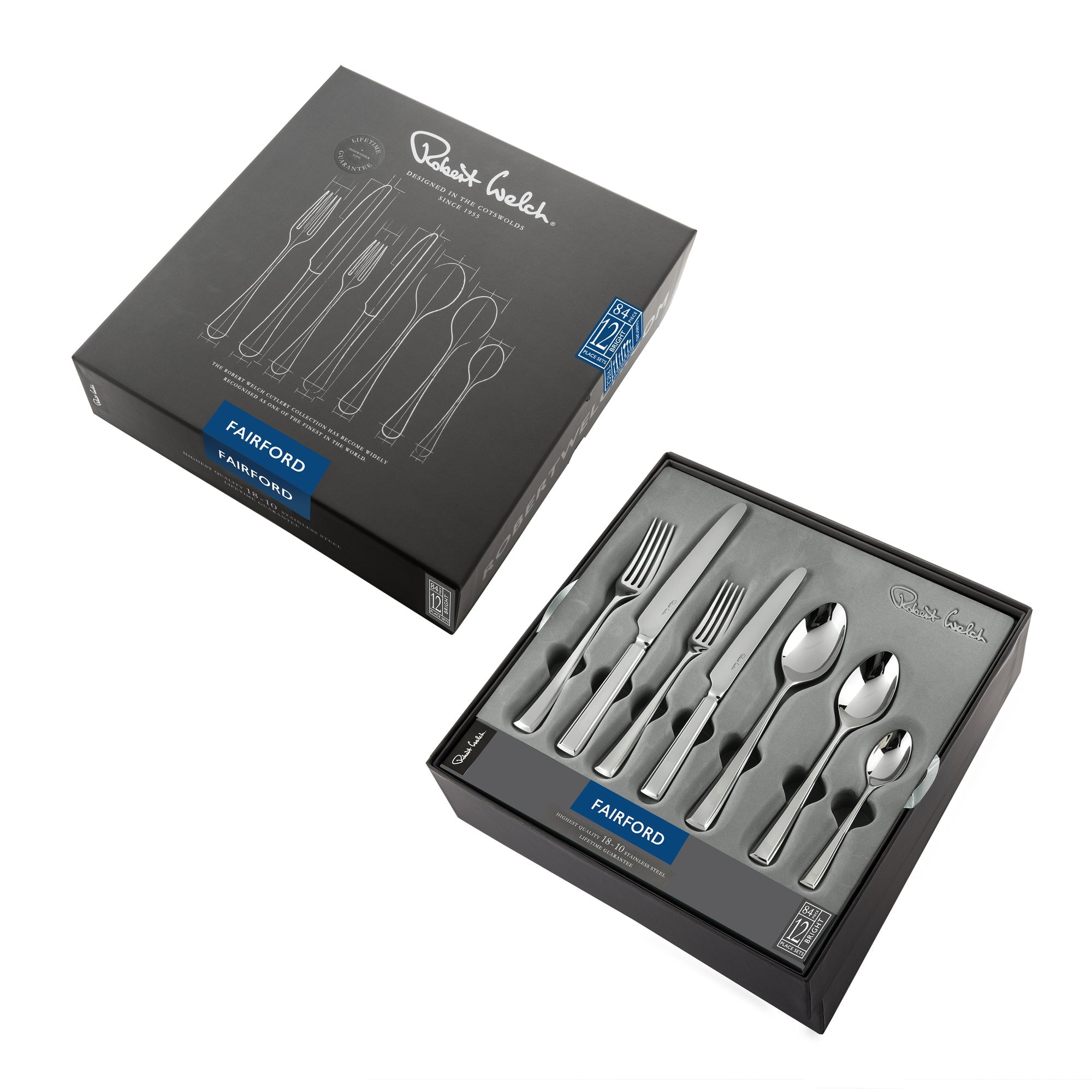 Fairford Bright Cutlery Set, 84 Piece for 12 People
