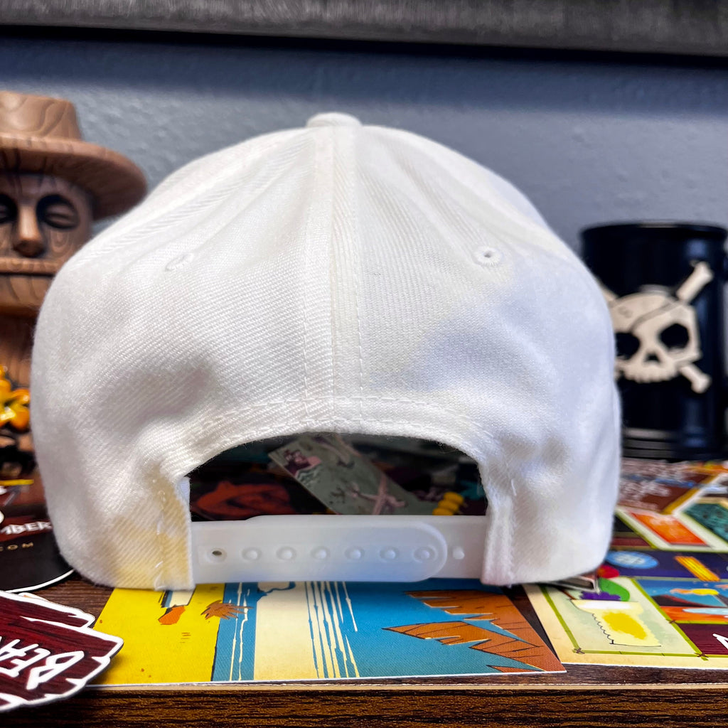 DTB Embroidered Badge Snapback Cap In White