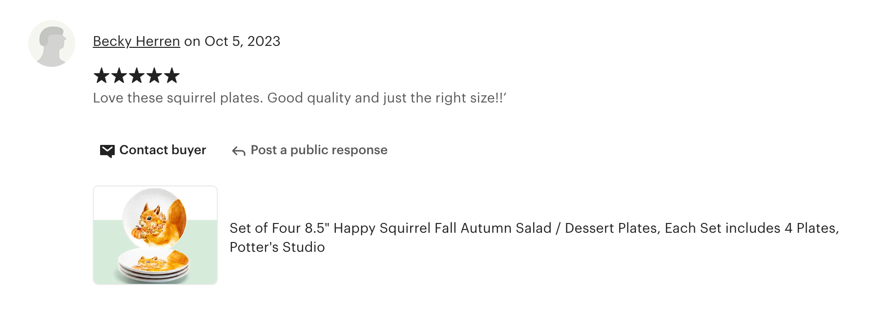 8.5" Happy Squirrel Salad/Dessert Plate