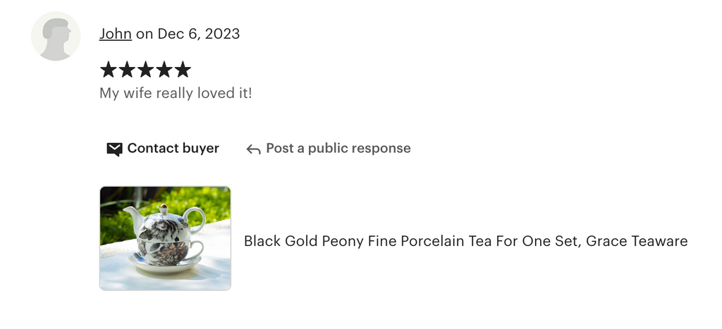 Black Gold Peony Fine Porcelain Tea For One Set