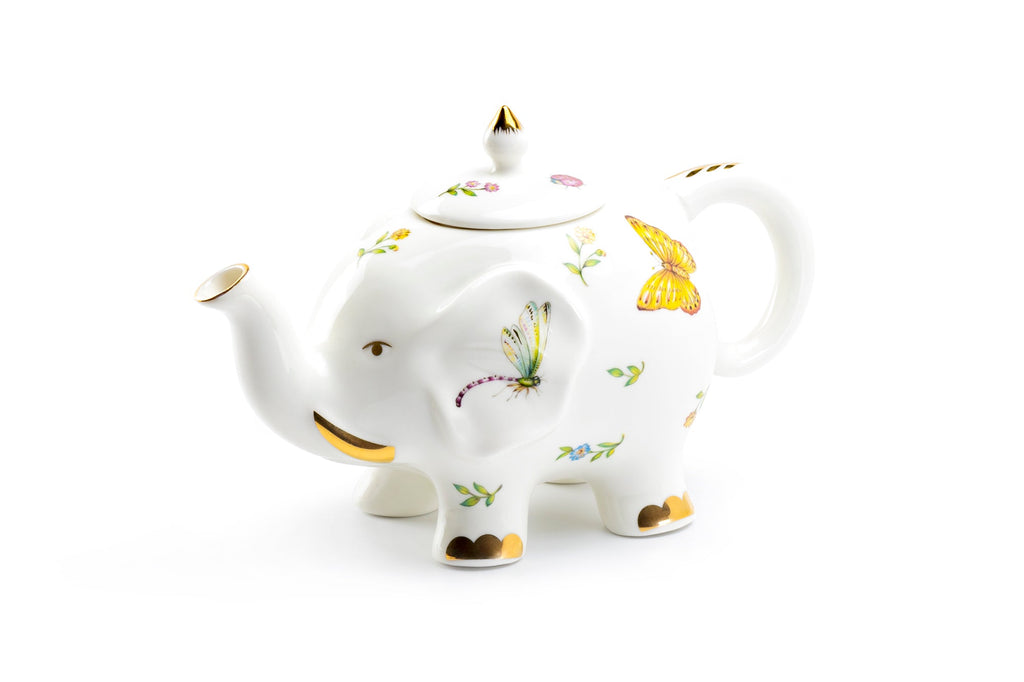 Summer Garden Elephant Fine Porcelain Teapot