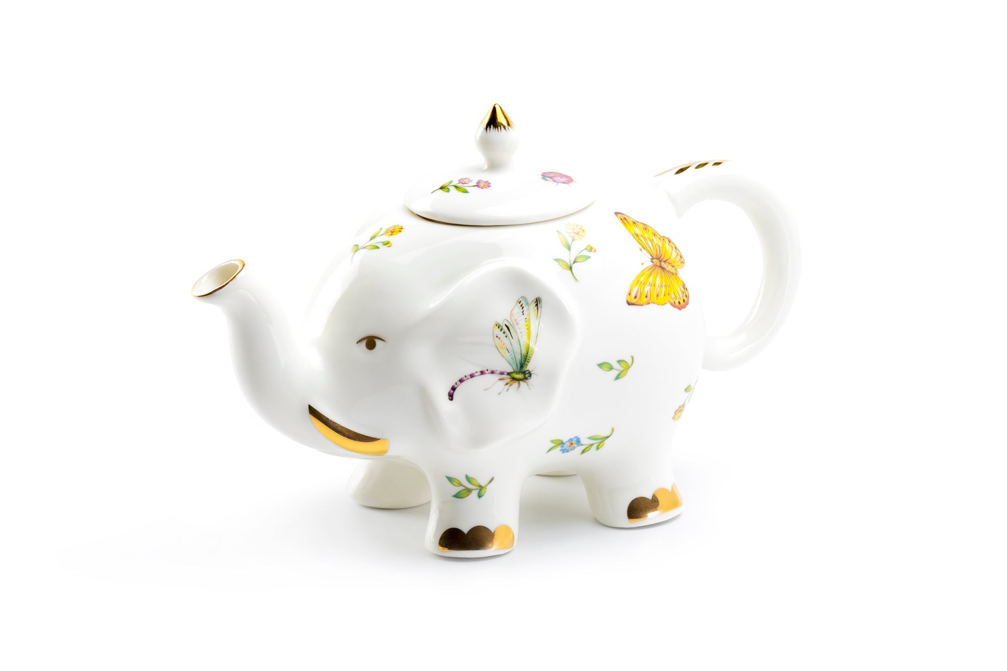 Summer Garden Elephant Fine Porcelain Teapot
