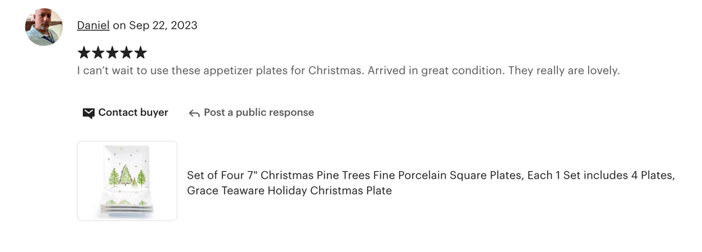 Christmas Pine Trees Fine Porcelain Square Dessert/Dinner Plate