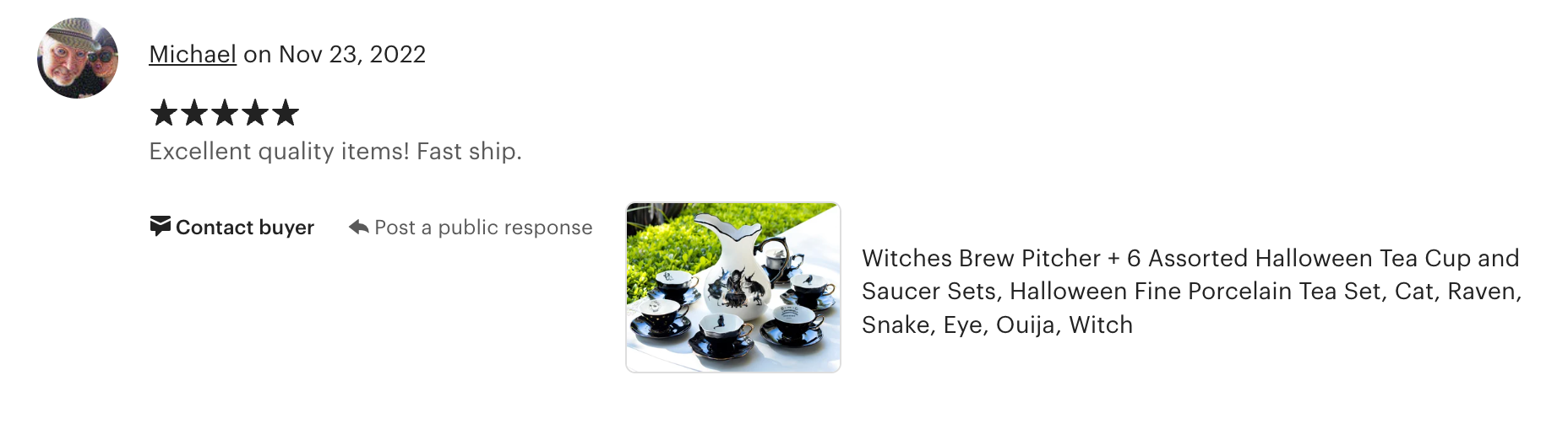 Witches Brew Pitcher + 6 Assorted Halloween Tea Cup and Saucer Sets - Ver. A