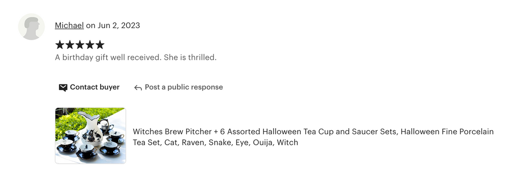 Witches Brew Pitcher + 6 Assorted Halloween Tea Cup and Saucer Sets - Ver. A