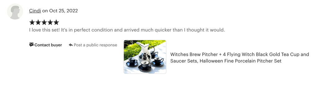Witches Brew Pitcher + 4 Flying Witch Tea Cup and Saucer Sets