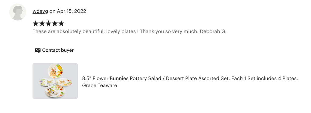 8.5" Flower Bunnies Salad/Dessert Plate Set of 4