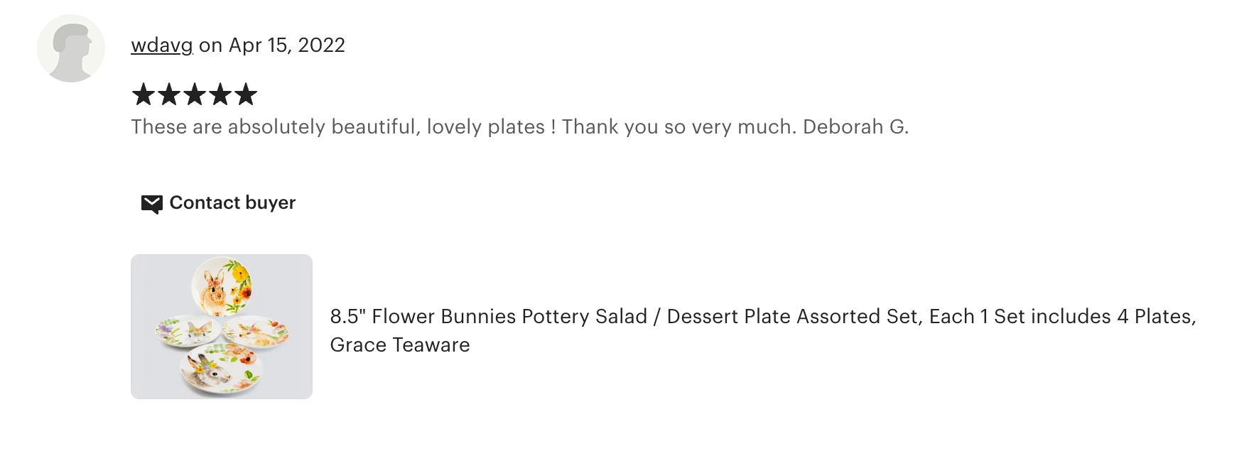 8.5" Flower Bunnies Salad/Dessert Plate Set of 4
