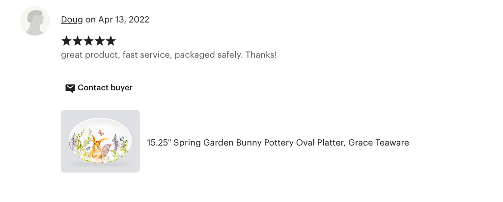 15.25" Spring Garden Bunny Oval Serving Platter