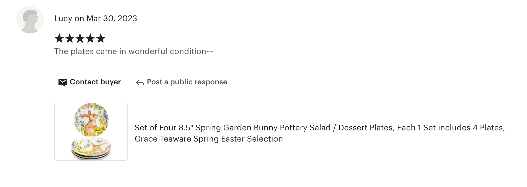 8.5" Spring Garden Bunny Salad/Dessert Plate