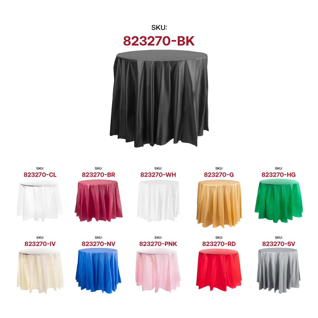 Black Round Disposable Plastic Tablecloths (84")