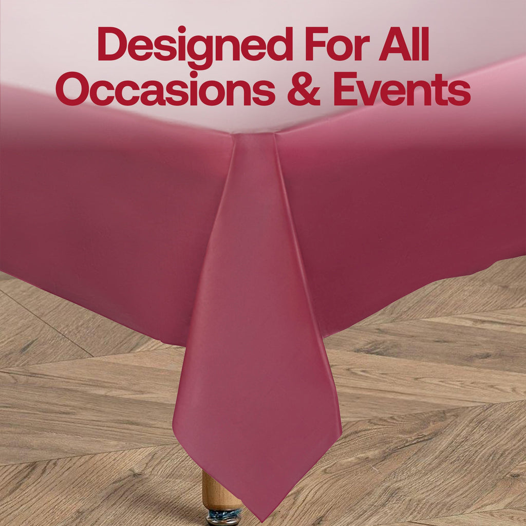 Burgundy Rectangular Disposable Plastic Tablecloths (54" x 108")