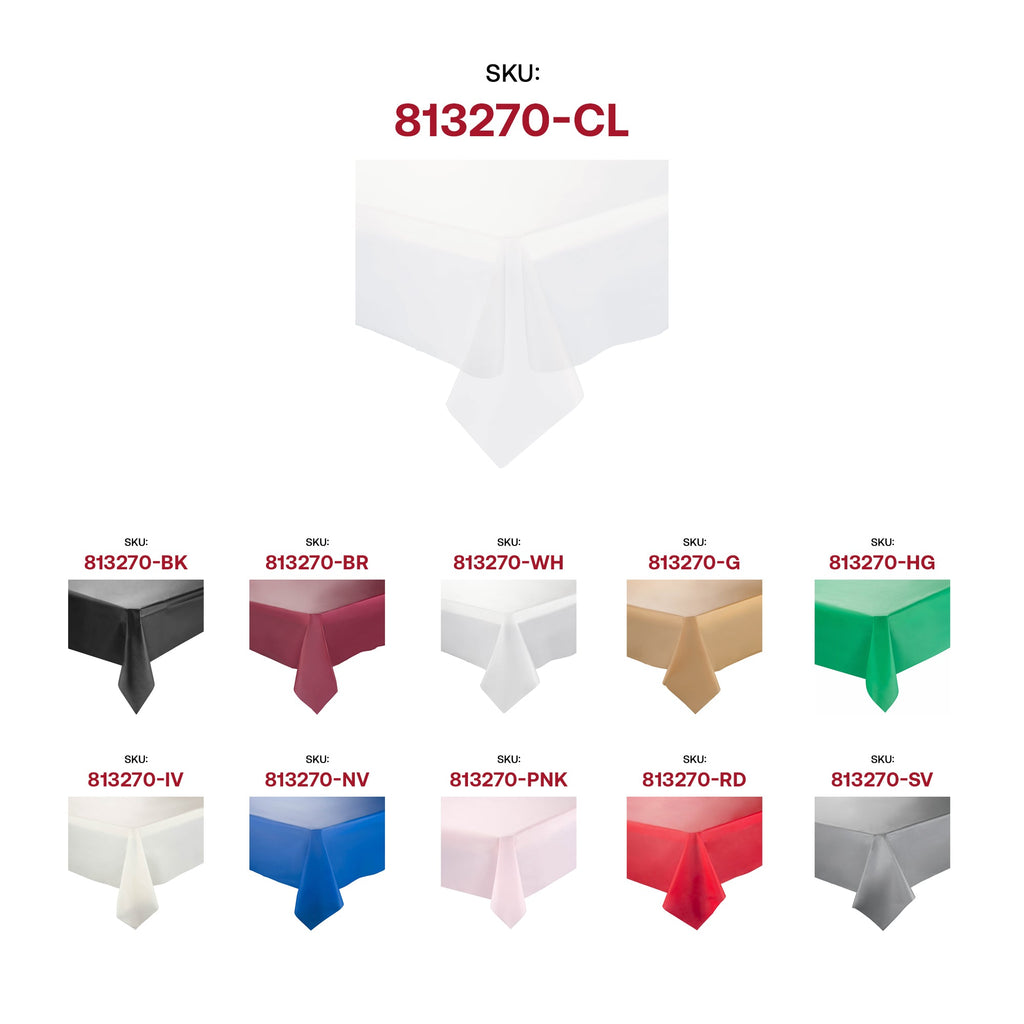 Clear Rectangular Disposable Plastic Tablecloths (54" x 108")