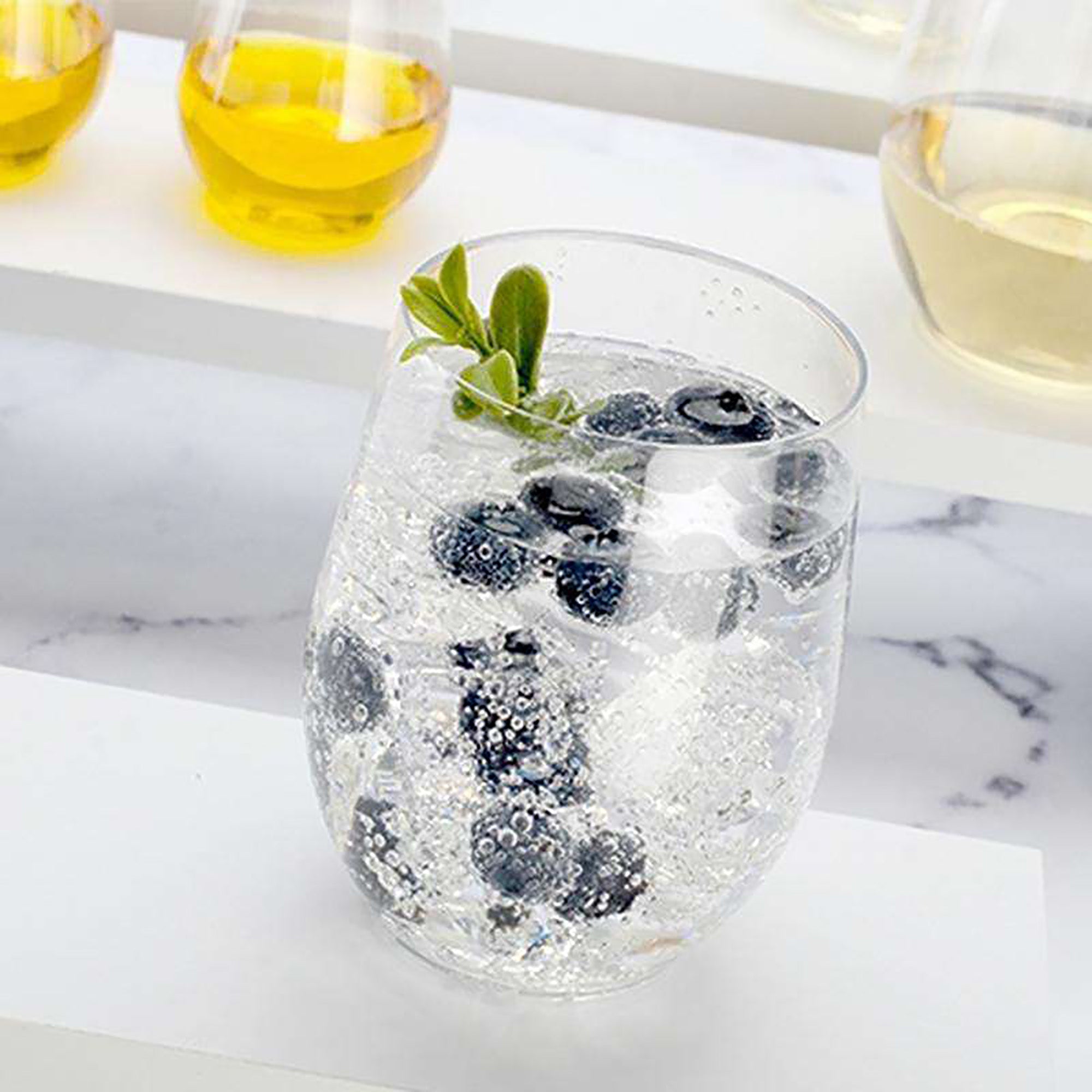 Clear Elegant Stemless Disposable Plastic Wine Glasses (16 oz. )