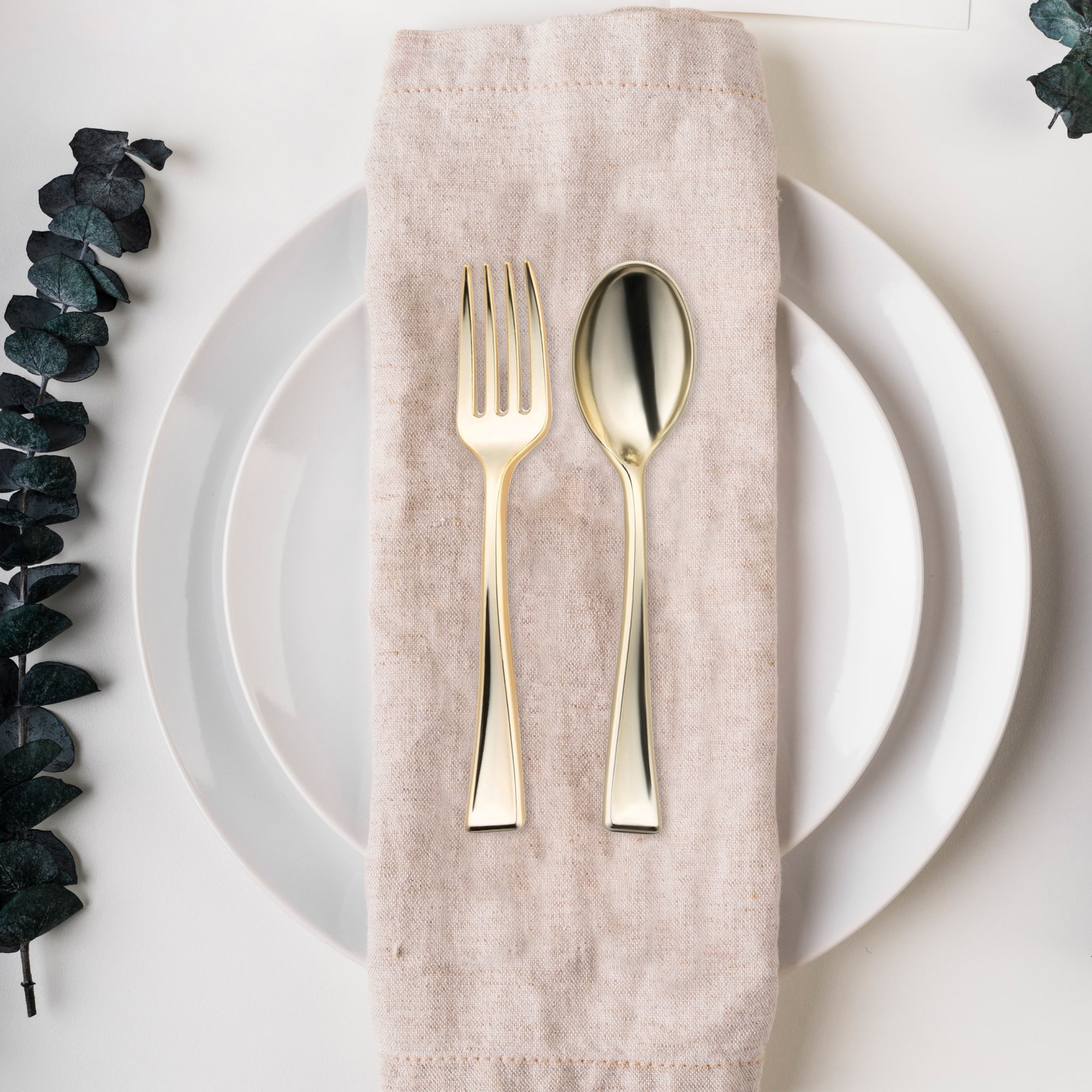 Gold Disposable Plastic Mini Flatware Set