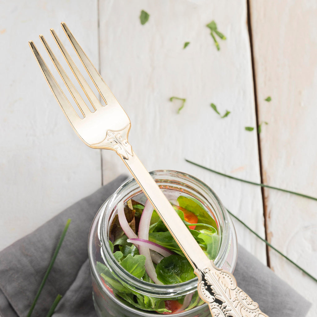 Shiny Baroque Gold Plastic Forks