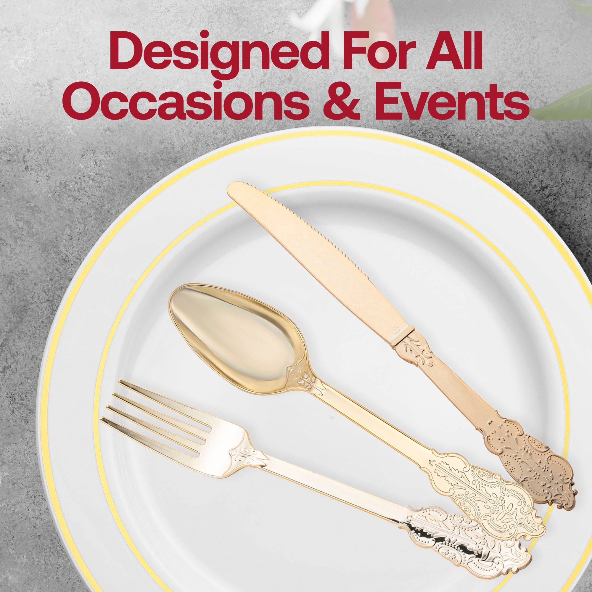Shiny Baroque Gold Plastic Knives