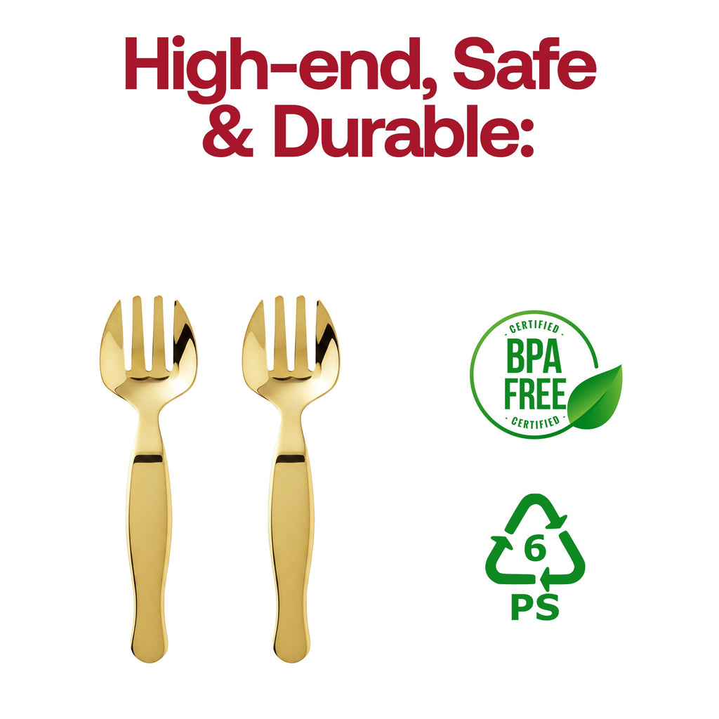 Gold Disposable Plastic Serving Forks