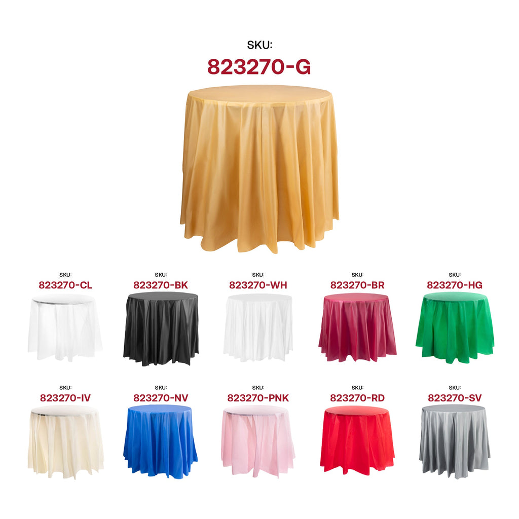 Gold Round Disposable Plastic Tablecloths (84")
