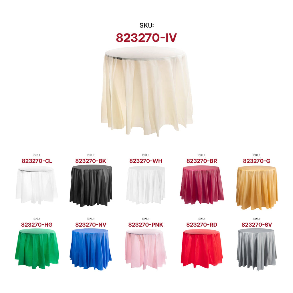 Ivory Round Disposable Plastic Tablecloths (84")