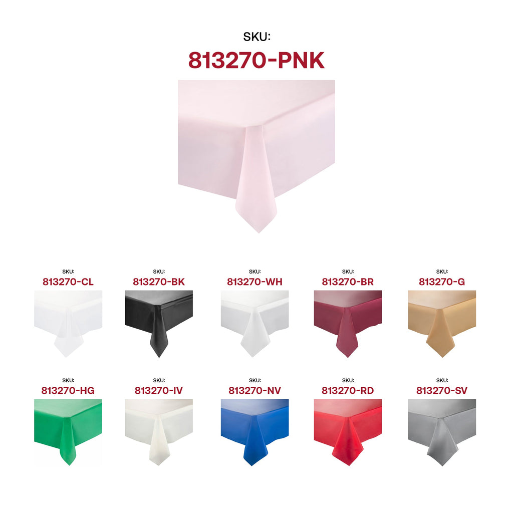 Pink Rectangular Disposable Plastic Tablecloths (54" x 108")